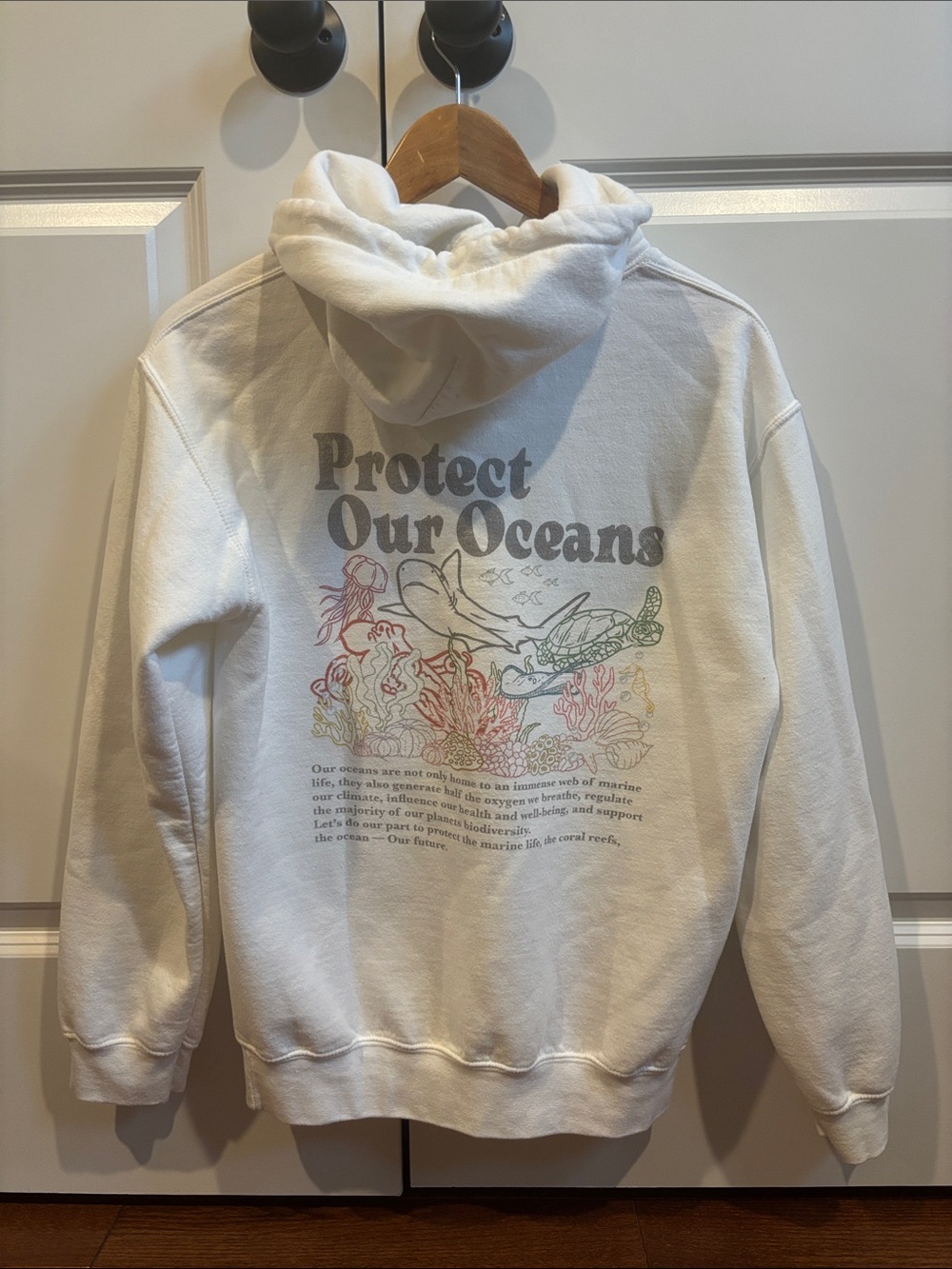 Protect Our Oceans Graphic Hoodie - White